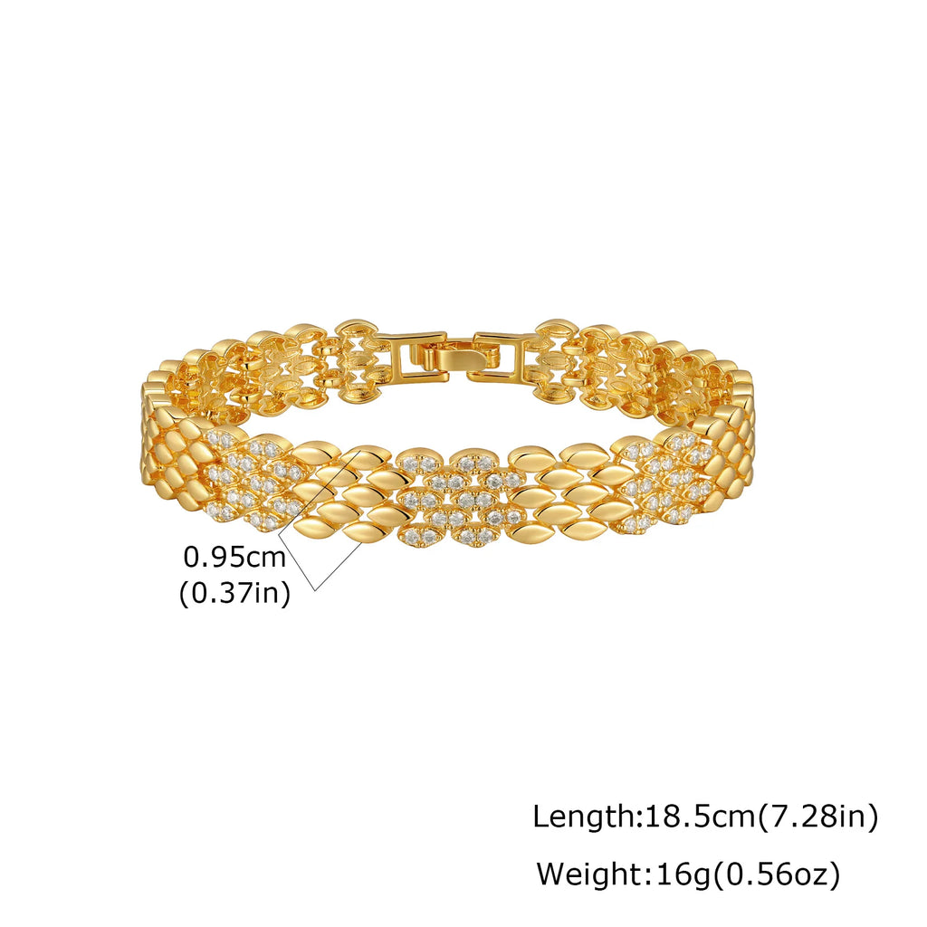 Women's Bracelet,18K Gold Plated Wide