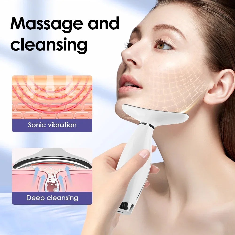 LED Light Therapy Face Neck Massager  Anti Wrinkle  Lifting