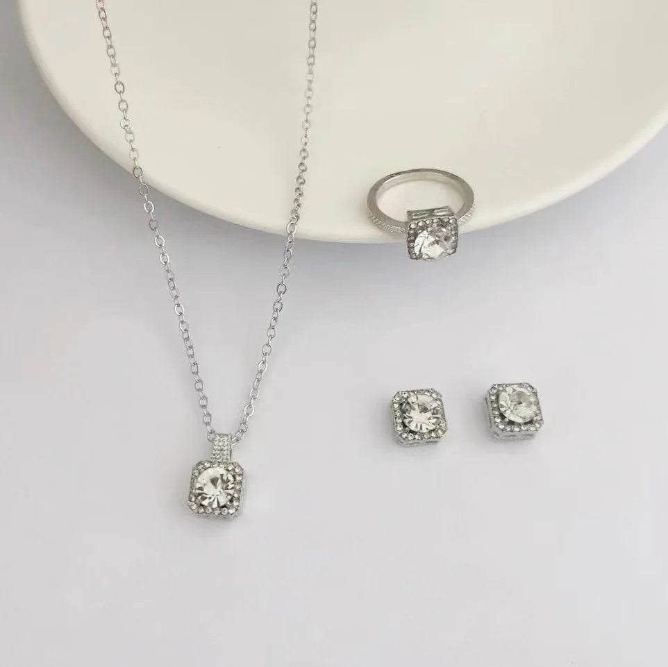 Women's Elegant Necklace, Earrings & Ring