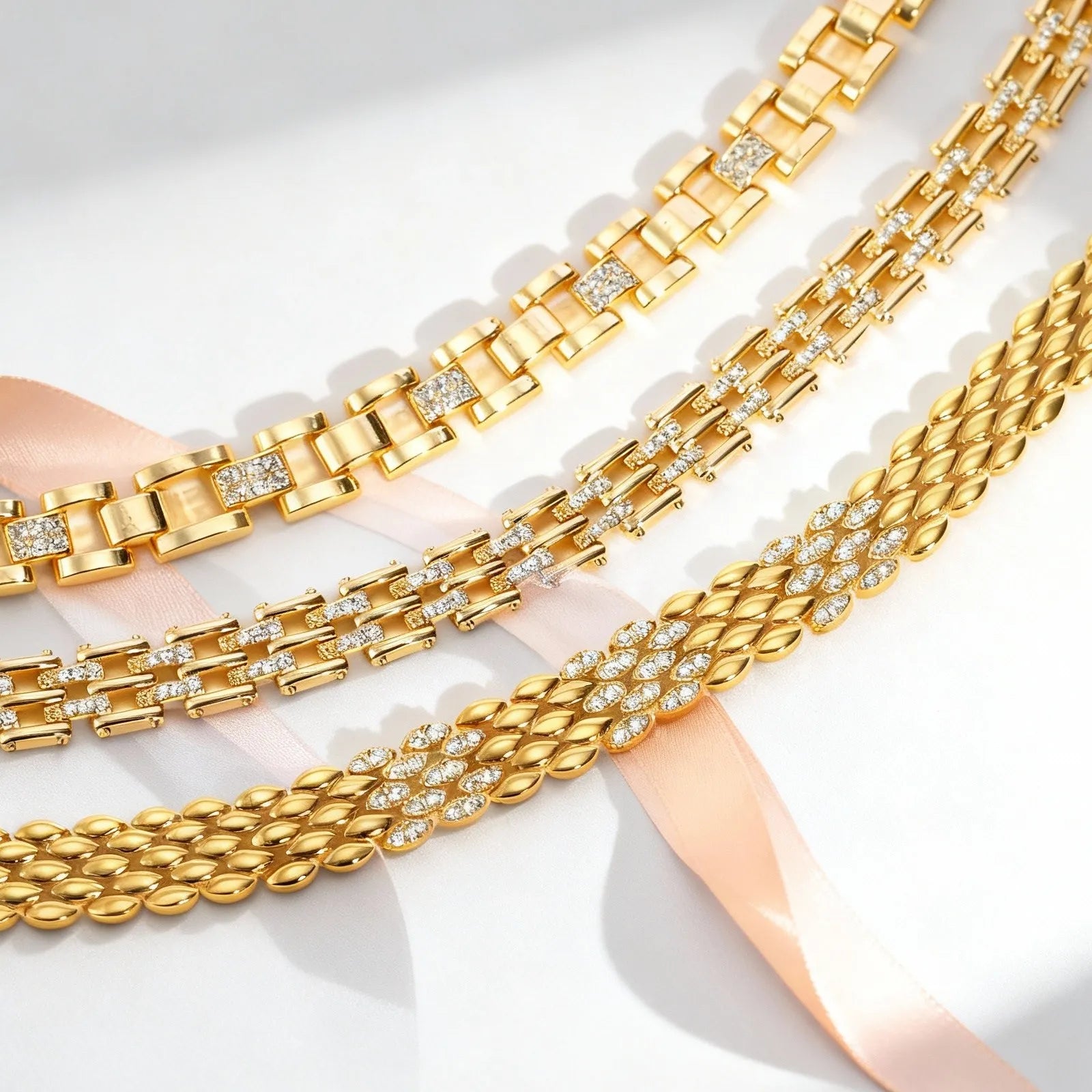 Women's Bracelet,18K Gold Plated Wide