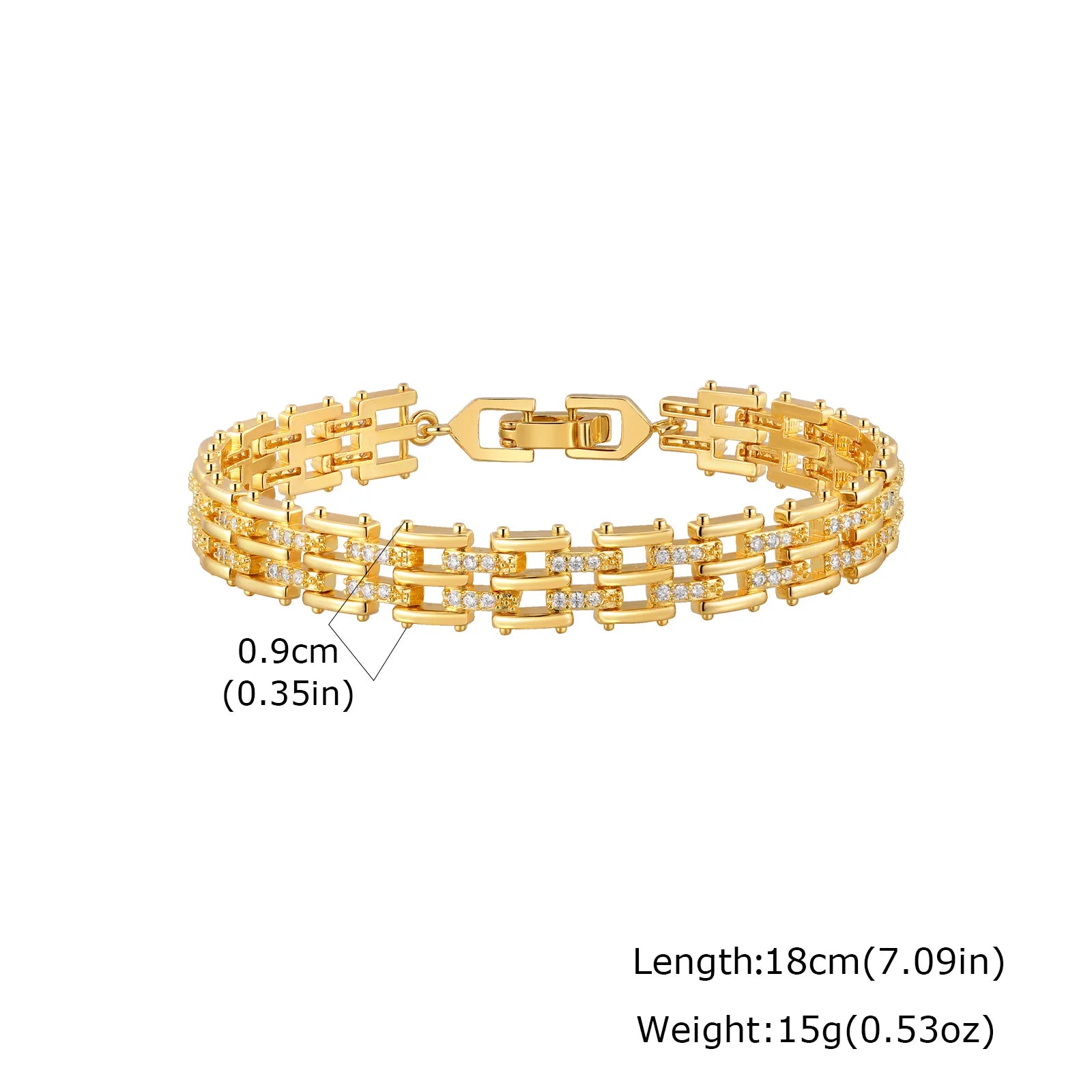Women's Bracelet,18K Gold Plated Wide